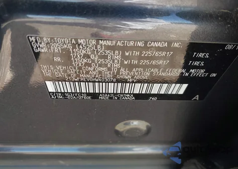 2017 Toyota Rav4 Xle из США, поврежденный, VIN 2T3WFREV0HW403078